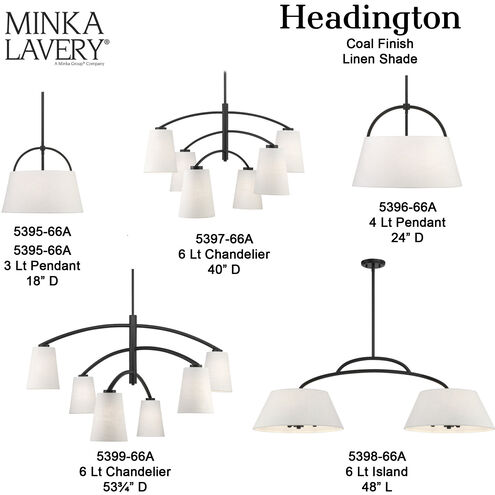 Headington 6 Light 53.75 inch Coal Chandelier Ceiling Light